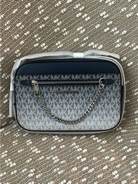 Michael Kors Navy Gray MK Logo Crossbody Bag